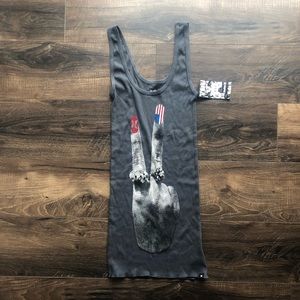 Hurley Peace Flag Ribbed Tank Gray small